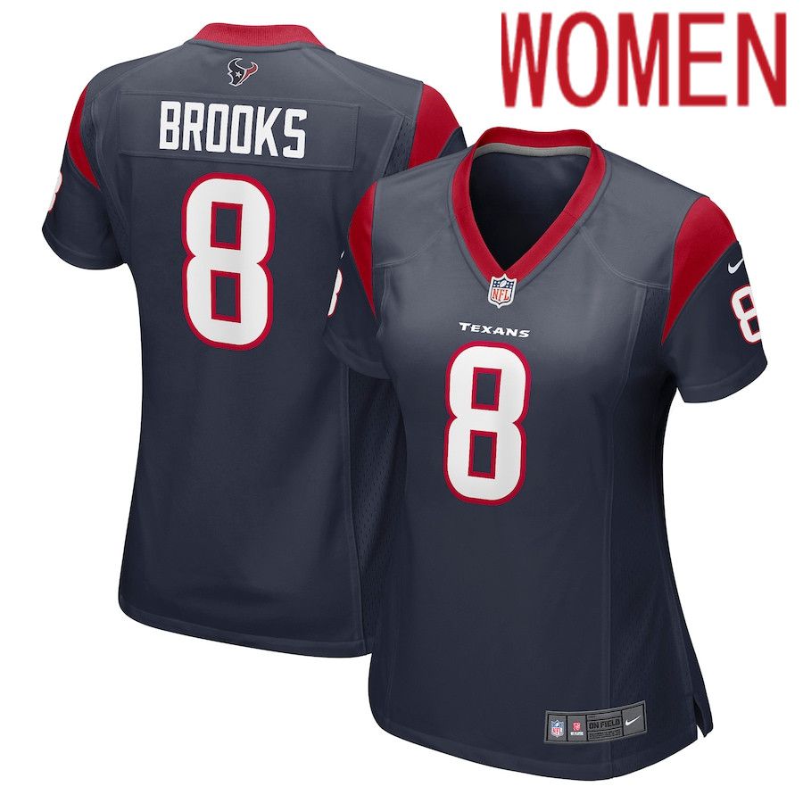 Women Houston Texans #8 Terrence Brooks Nike Navy Game NFL Jersey